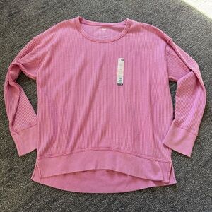 SO Junior’s L/S Pink Oversized Waffle Knit Top Sz XS Barbiecore Girlhoodcore